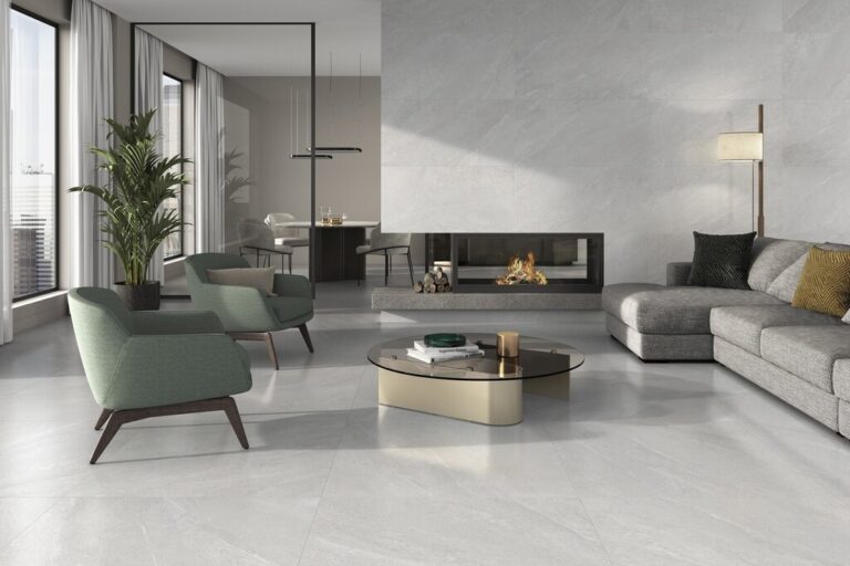 Porcelain tile living room grey